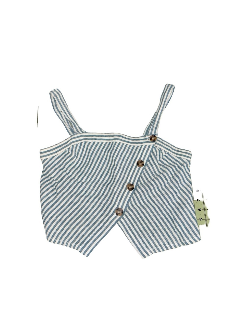 Chelsea & Violet Striped Crop Tank Top Size Medium Blue White Cotton Linen